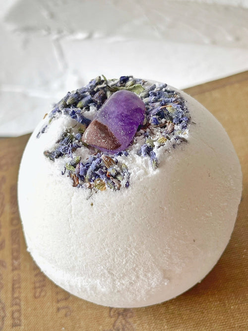 Bombe de Bain Améthyste & Lavande – Sérénité & Anti-Stress