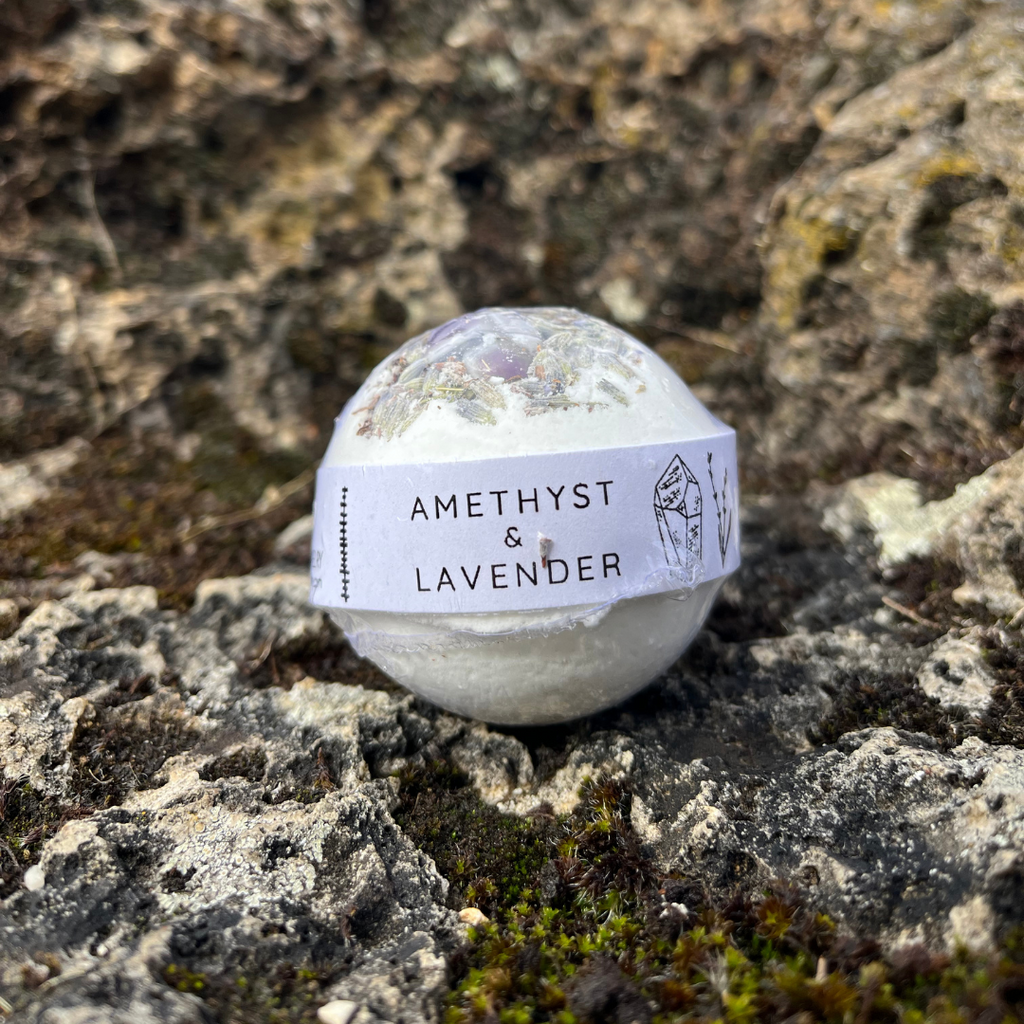 Bombe de Bain Améthyste & Lavande – Sérénité & Anti-Stress