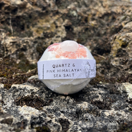 Bombe de Bain Quartz Blanc & Sel Rose – Pureté & Sérénité